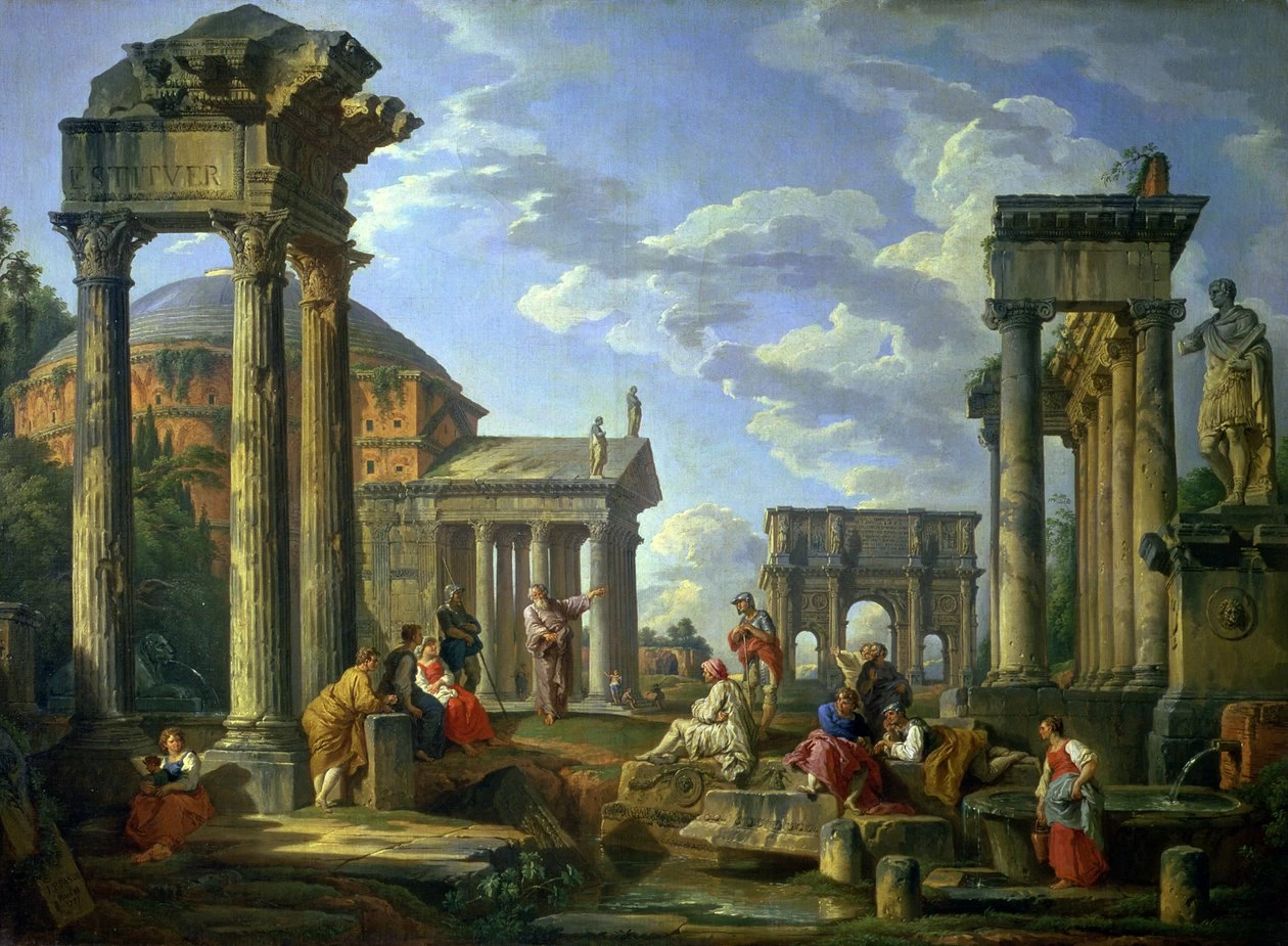 Rovine romane con un profeta